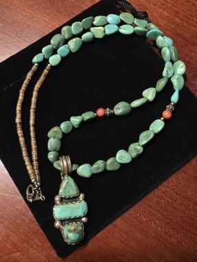 Navajo Turquoise Necklace 18" App.